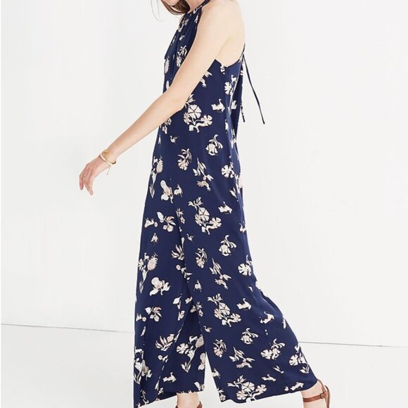 Floral Navy Keyhole Wide-Leg Jumpsuit (Madewell) - Picture 6 of 7